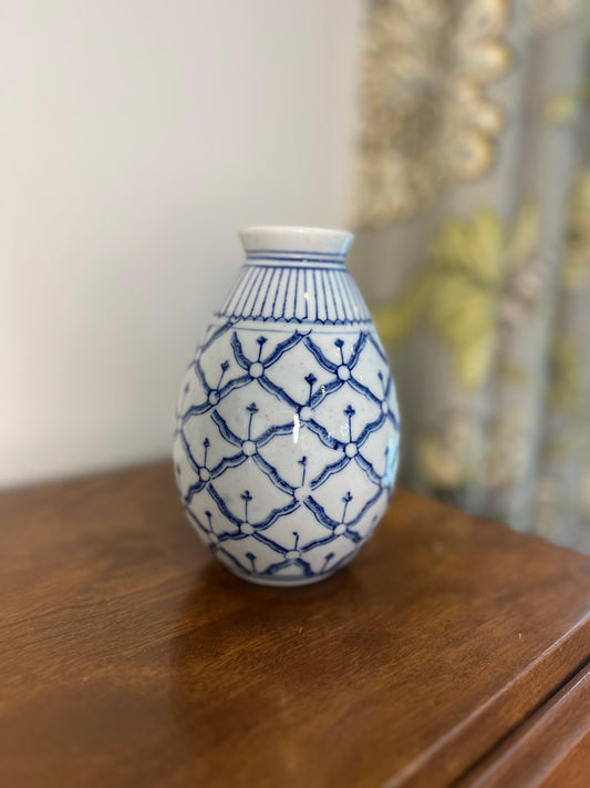 Blue Fishscale Bud Vase